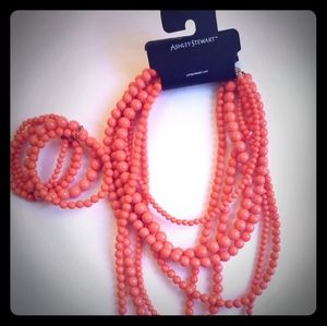 Ashley Stewart  Tangerine Orange Necklace and bracelet set